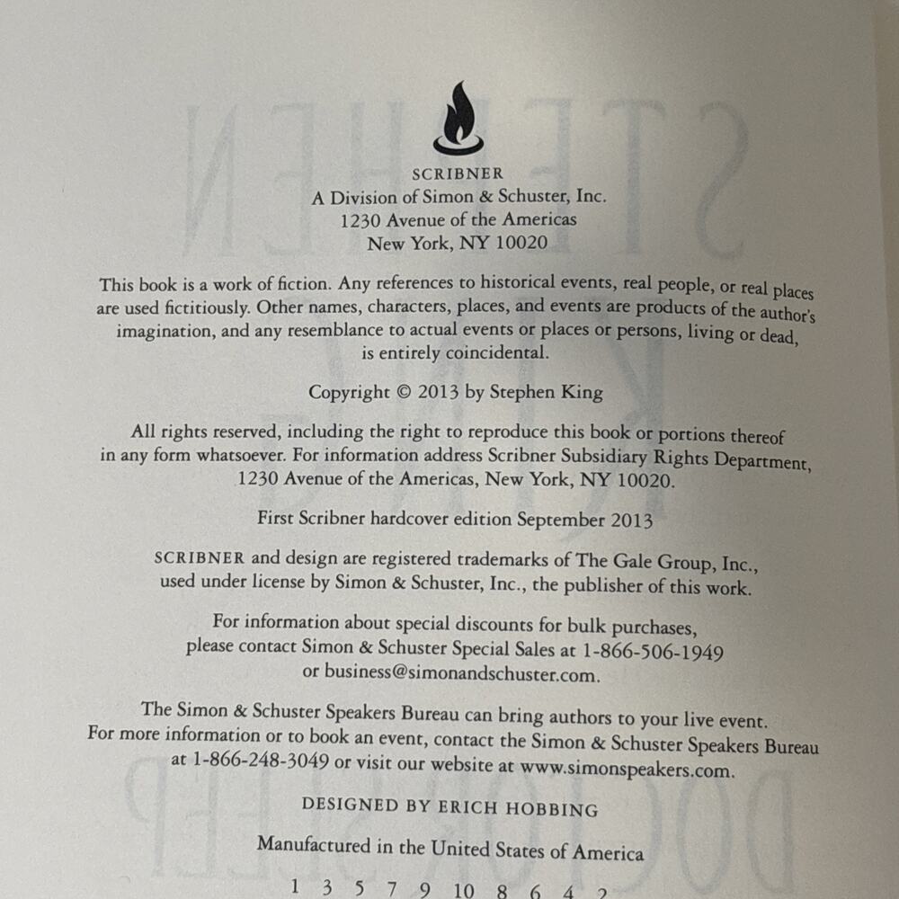 Doctor Sleep Stephen King First Edition 1st Printing Scribner HC DJ 2013 - Picture 8 of 10